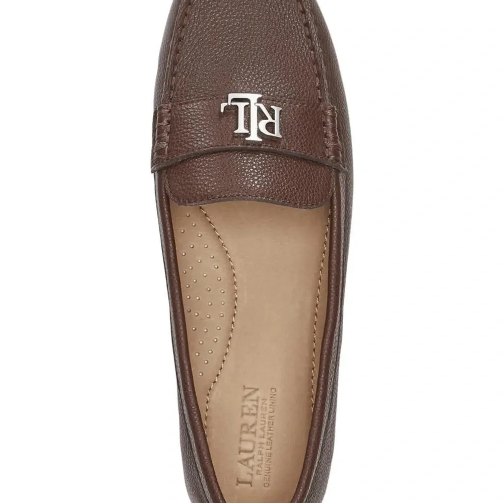 Lauren Ralph Lauren Womens Barnsbury Slip-on Driver Loafer Flats Dark Mahogan 8W - Picture 2 of 3